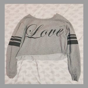 "Love" Graphic Sweatshirt Crop Top
